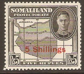 Somaliland Protectorate 1951 5s on 5r Black. SG135.
